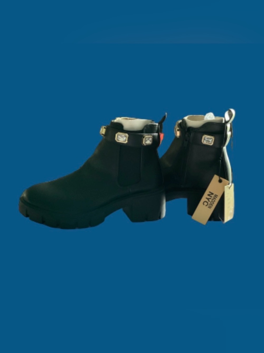 Madden NYC Women’s Black Jeweled Ankle Boots Size 7 NWT - Picture 5 of 6